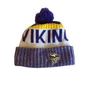 Minnesota Vikings Knit Pom Beanie Hat By New Era  Purple/Yellow  NFL Official  O